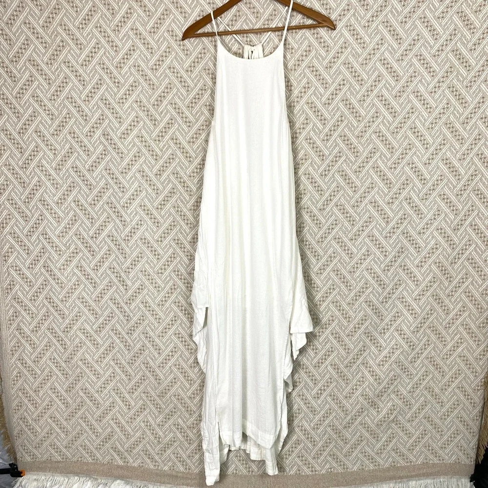 Free People Sz Medium Maxi Dress Coastal Gauze Cottagecore Fairy Beach Ethereal